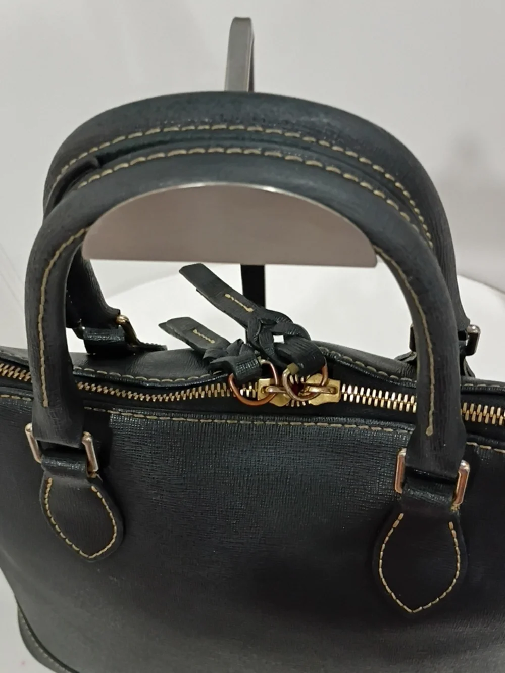 Dooney & Bourke Black Saffiono Leather Dome Satchel